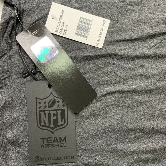 NFL Team Apparel V-Neck Short Sleeve Women's Tee-Shirt Dark Gray Size XL - Picture 6 of 10